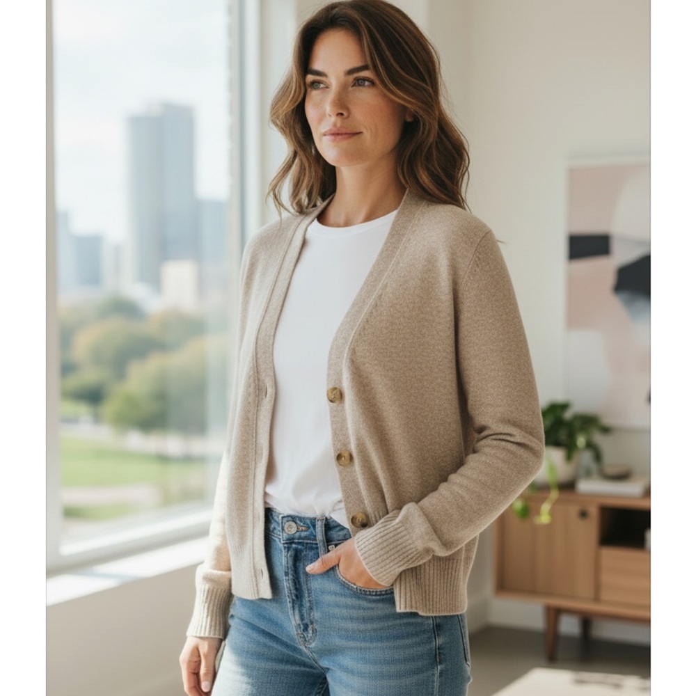 Banana Republic Grandmacore‎ Cardigan Womens XSP Italian Wool Cashmere Brown